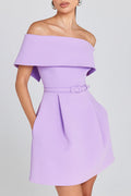 Minivestido Elegant Evening bandeau con solapa, cinturón extraíble y bolsillos