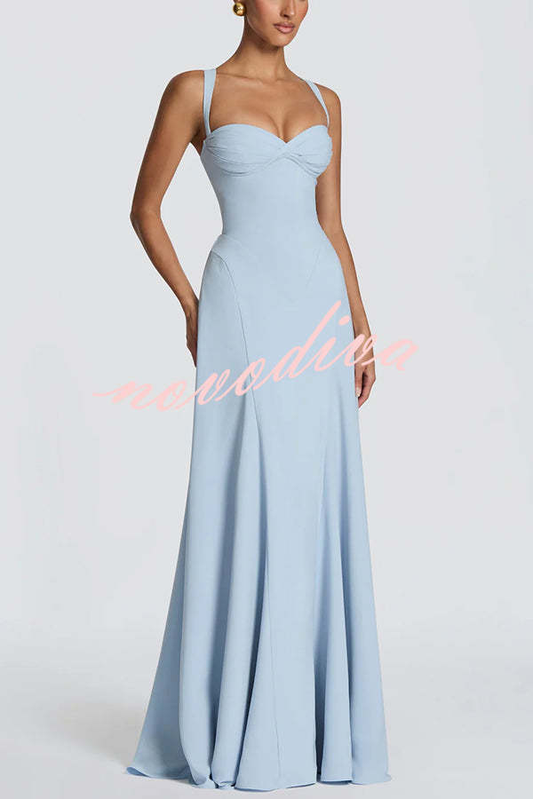 Vestido largo Irie de gasa con escote corazón, tirantes ajustables y lazada en la espalda