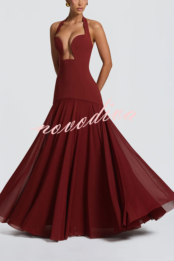 Vestido largo Seraphina con escote de pico profundo
