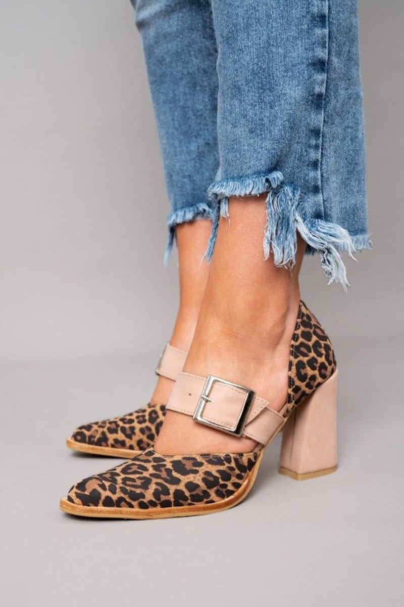 Barbara | Tacón Ancho Estampado de Leopardo Atrevido