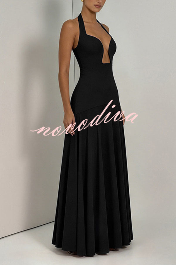 Vestido largo Seraphina con escote de pico profundo