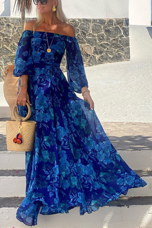 Luna™ | Vestido Largo con Estampado Floral y Mangas Descubiertas