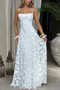 Vestido largo Francis de punto devoré floral con cuello caído y lazada en la espalda