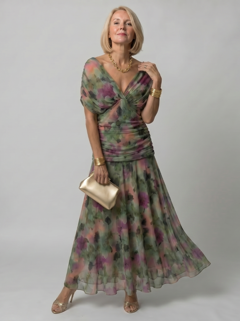Calen | Vestido Midi Fluido con Hombros Descubiertos