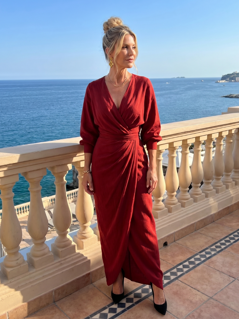 Beverly | Vestido Midi Cruzado Drapeado