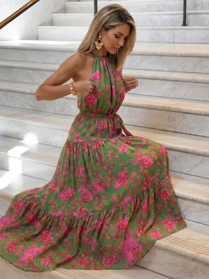Arabella | Vestido Maxi Halter Drapeado