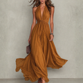 Clemency | Vestido largo de gasa con cuello halter