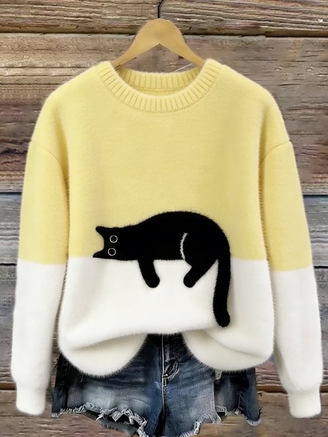 Aileen™ | Jersey Oversize Elegante con Estampado de Gatos