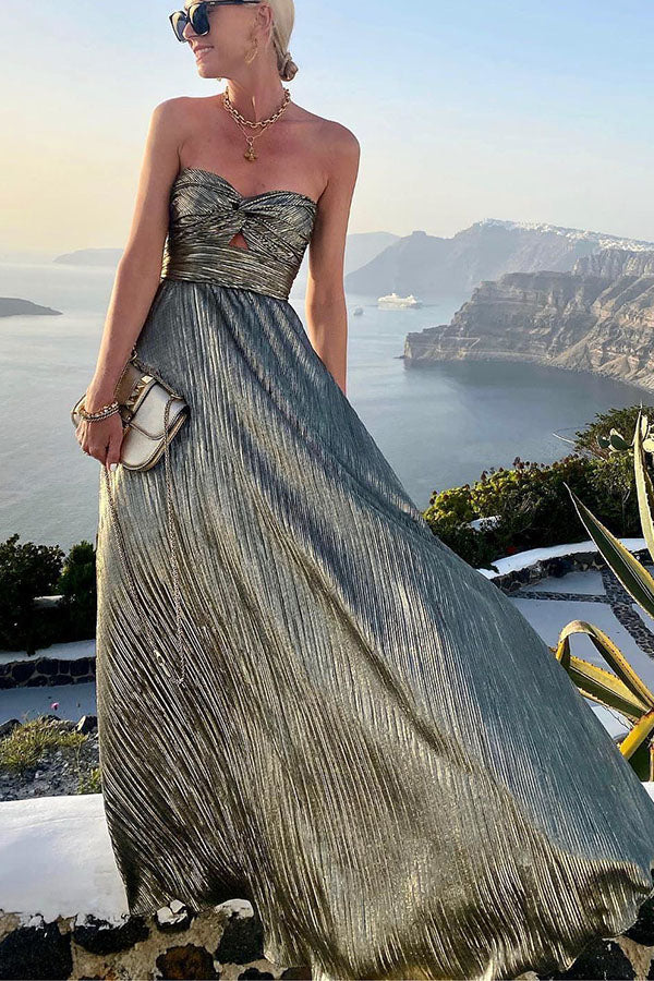 Vestido largo de fiesta Brilla por Favor con hombros descubiertos