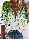 Ayla - Camisa de Botones con Estampado de Trébol