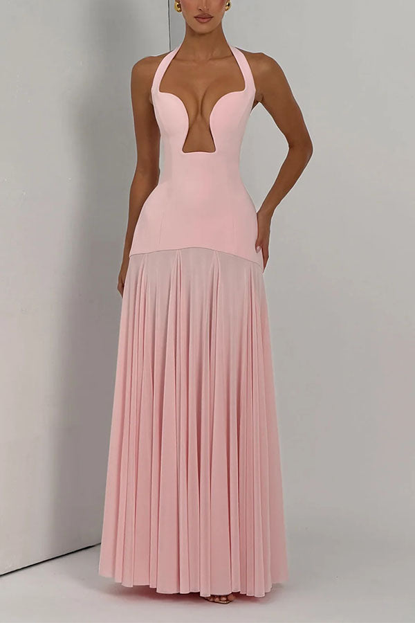 Vestido largo Seraphina con escote de pico profundo