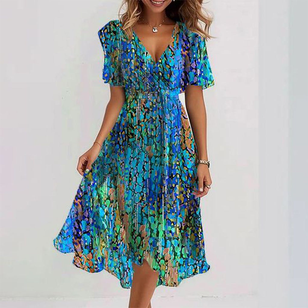 Lucinda | Vestido Midi Fluido de Acuarela