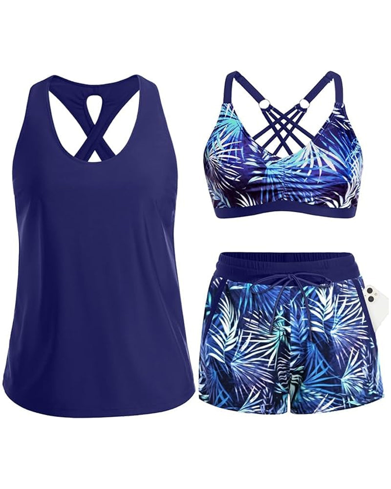 Maren | Conjunto de tres piezas: tankini, bikini y pareo