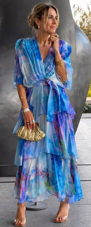 Cara | Vestido Escalonado con Mangas Mariposa