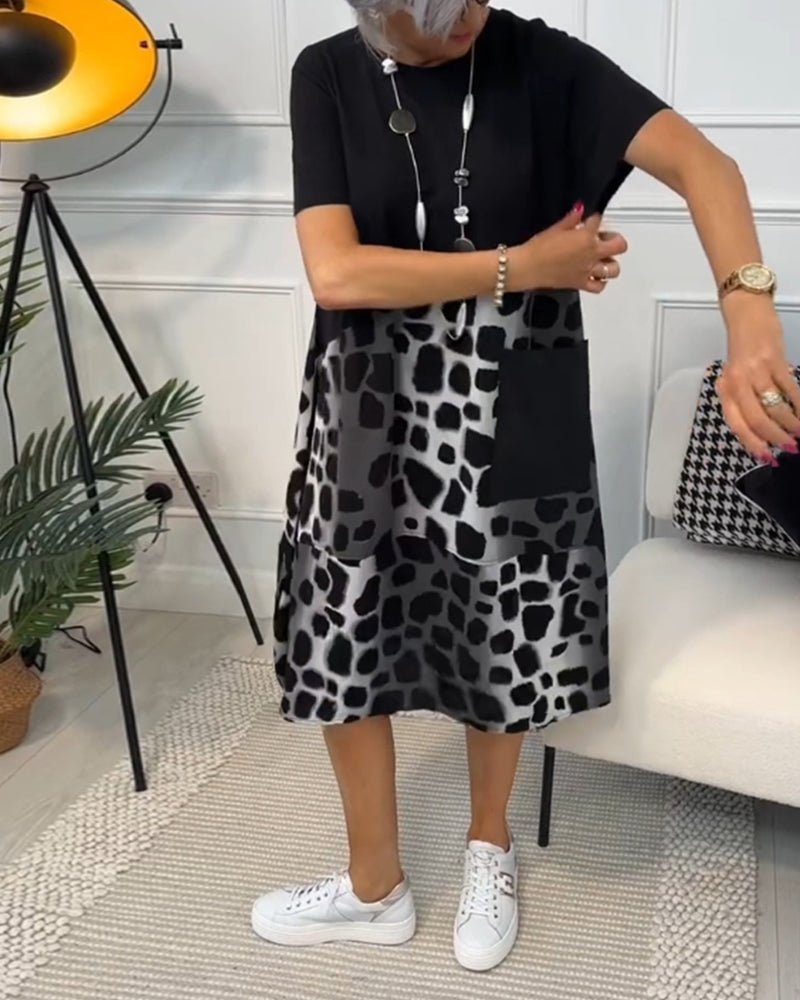 Marnie | Vestido Midi con Estampado de Contraste