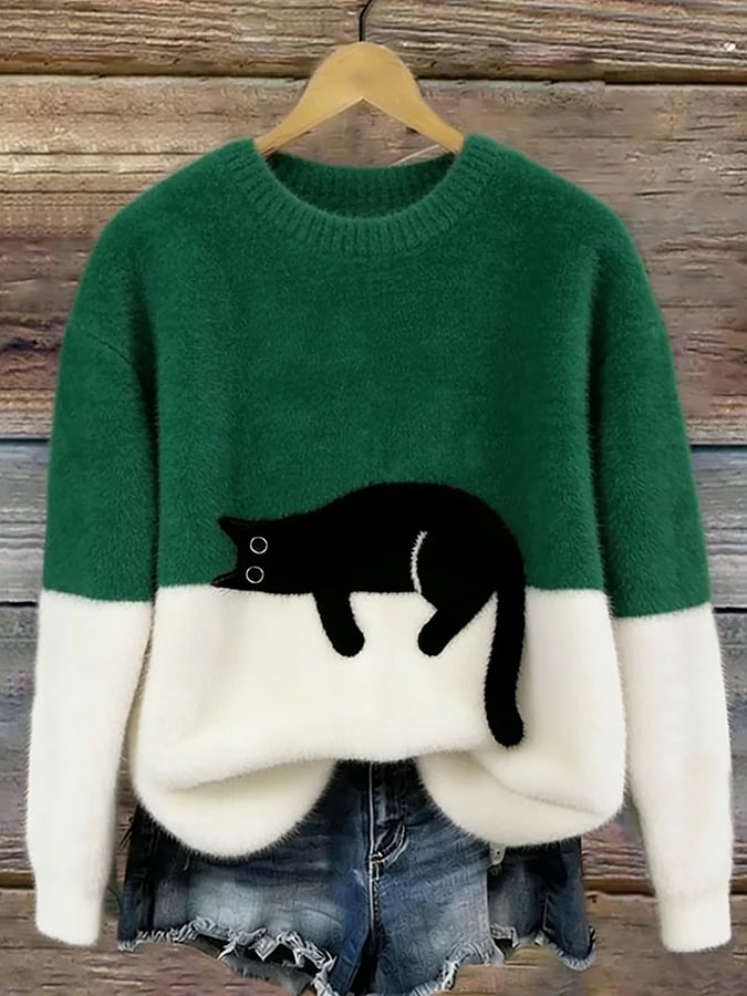 Aileen™ | Jersey Oversize Elegante con Estampado de Gatos