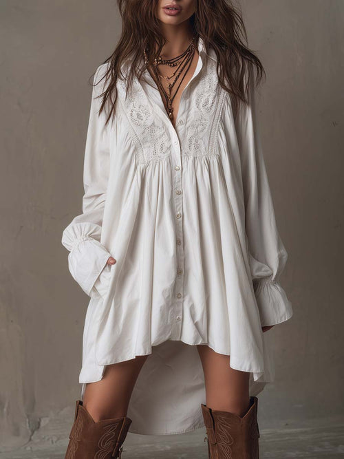 Anastasia™ | Vestido corto camisero de encaje