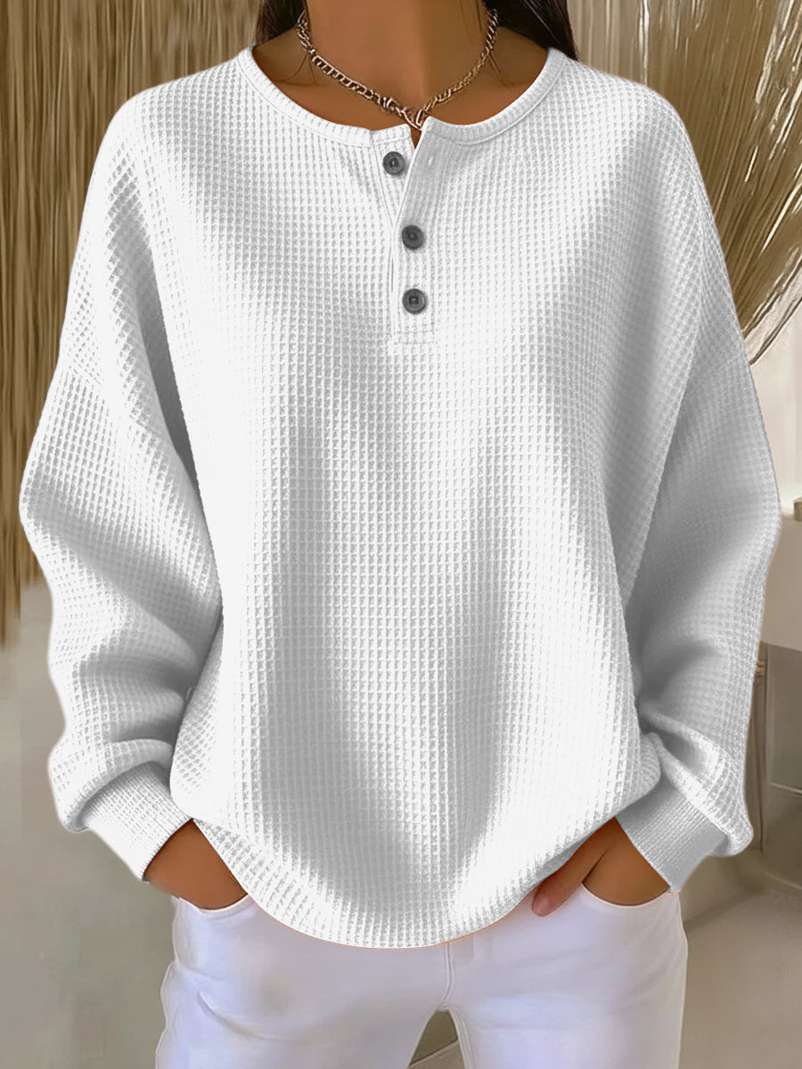 Clara | Camiseta henley de punto gofre, acogedora