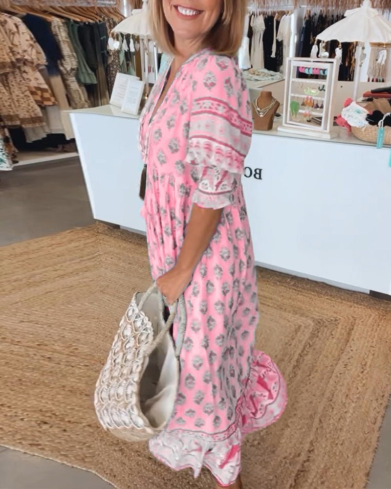 Bianca | Vestido Floral Fresco con Escote en V