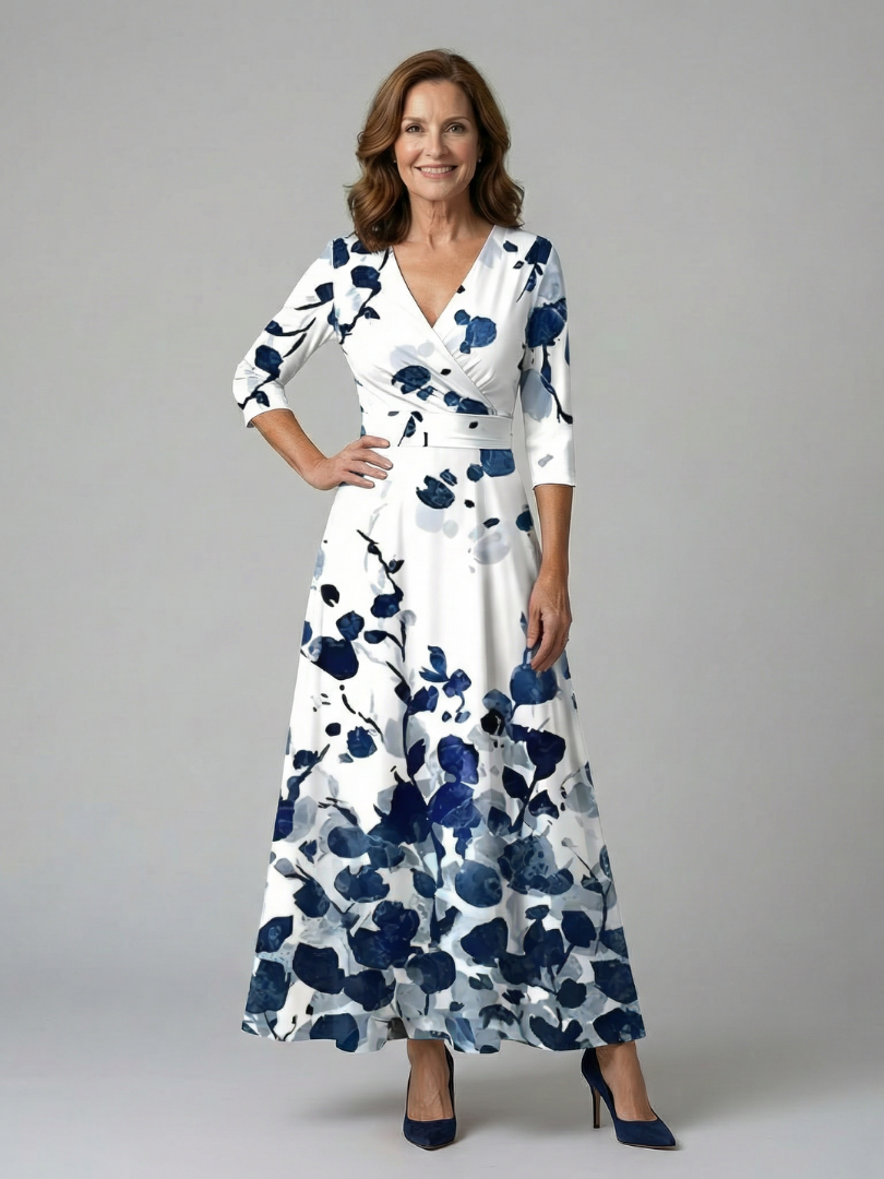 Morwenna | Vestido largo cruzado floral