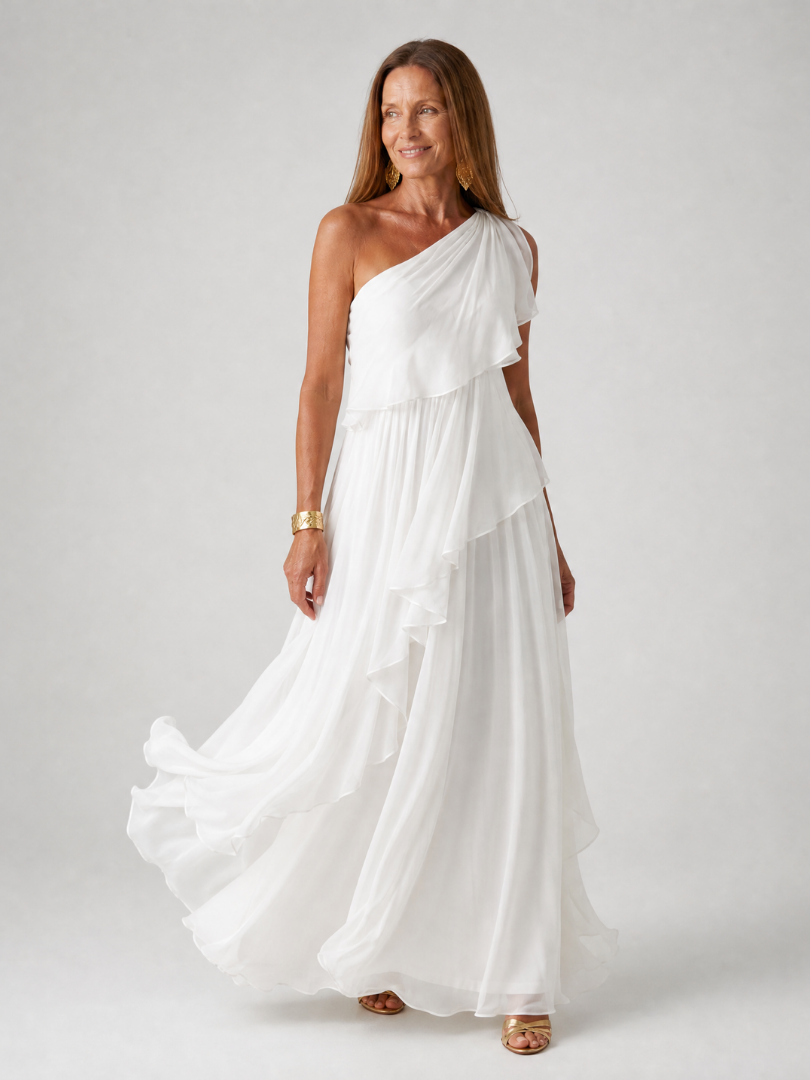 Eliana | Vestido Maxi de Un Hombro en Gasa