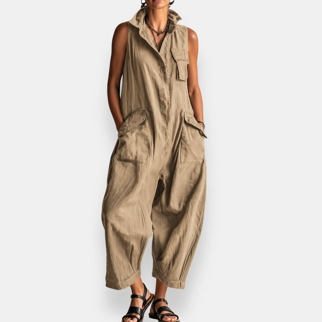 RYKER | Mono cargo sin mangas con cuello y bolsillos de solapa