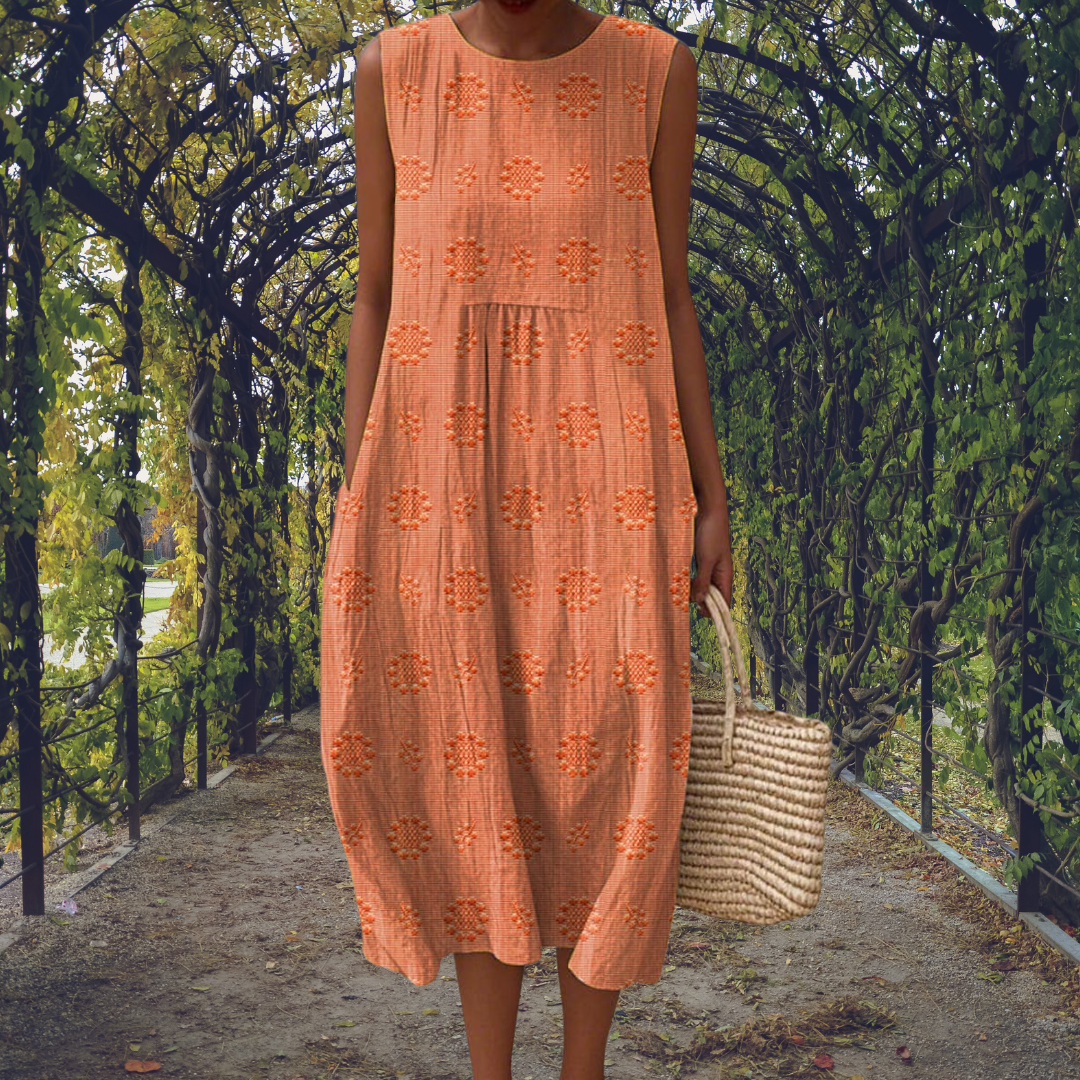 Aikaterini – Vestido Elegante sin Mangas con Bolsillos