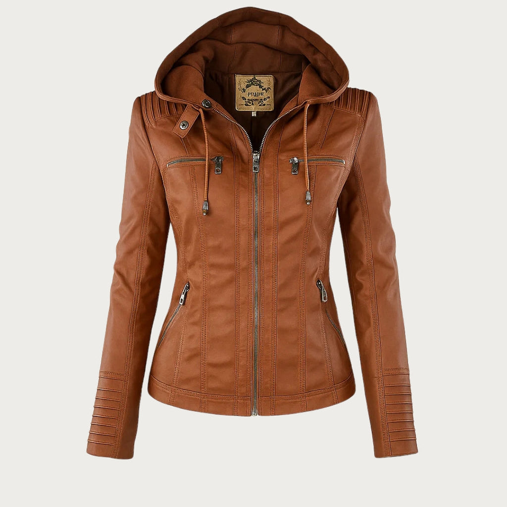 Chaqueta de piel Flavia marrón claro