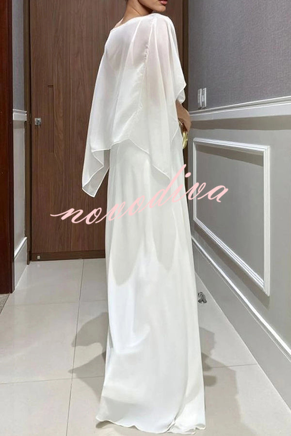 Conjunto Vivian de top capa de gasa y pantalón ancho cruzado con hebilla metálica