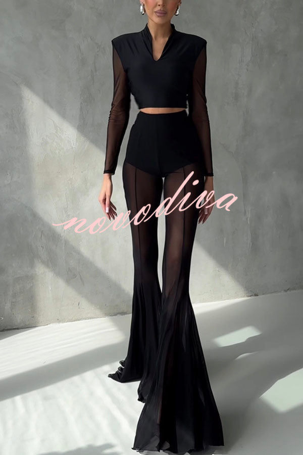 Pantalón elástico sirena Deep Chic de malla con talle alto y cintura elástica