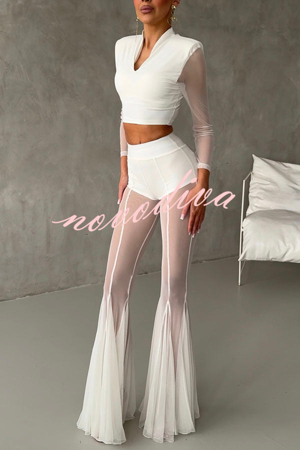 Pantalón elástico sirena Deep Chic de malla con talle alto y cintura elástica