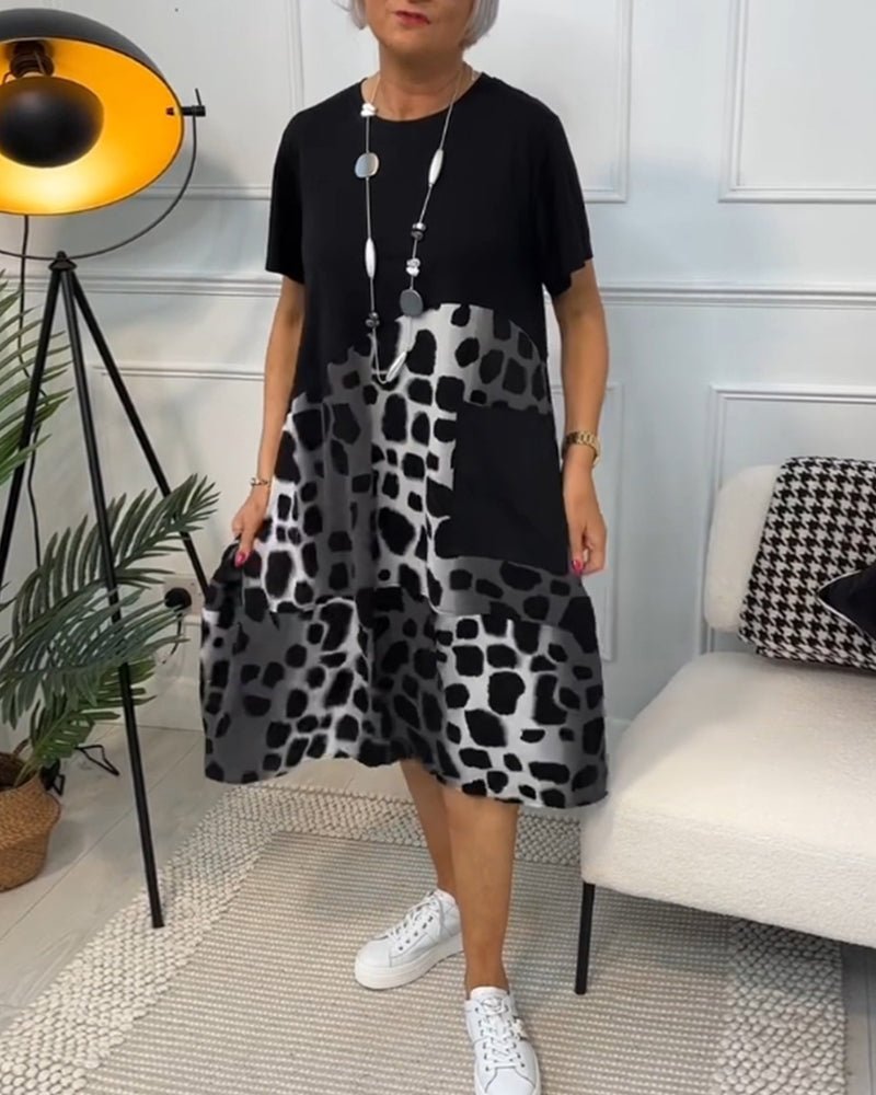 Marnie | Vestido Midi con Estampado de Contraste