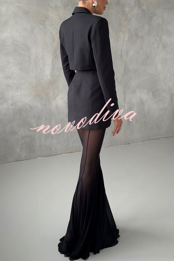 Pantalón elástico sirena Deep Chic de malla con talle alto y cintura elástica