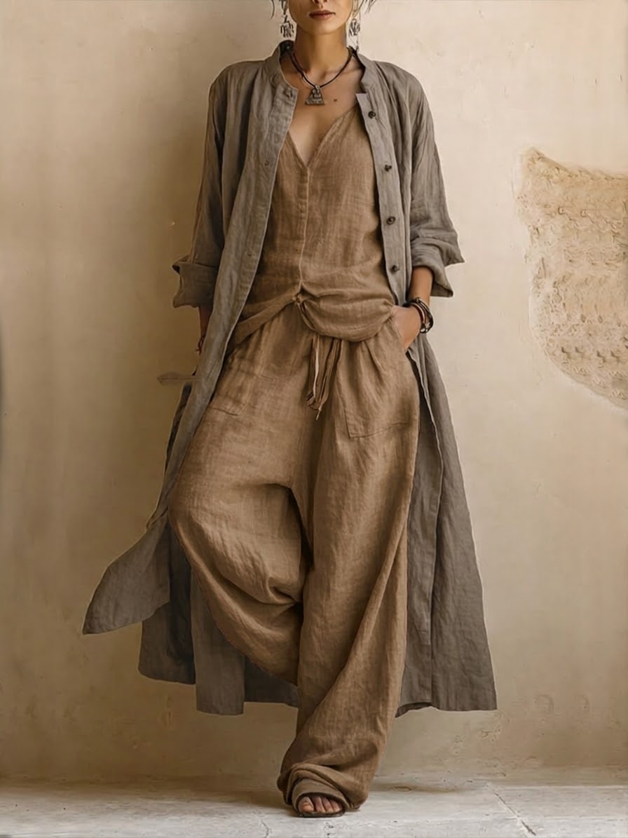 Letizia | Conjunto de Tres Piezas con Cárdigan Boho Largo