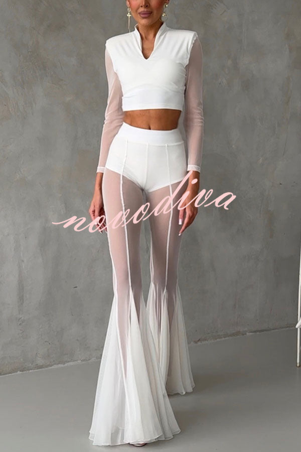 Pantalón elástico sirena Deep Chic de malla con talle alto y cintura elástica