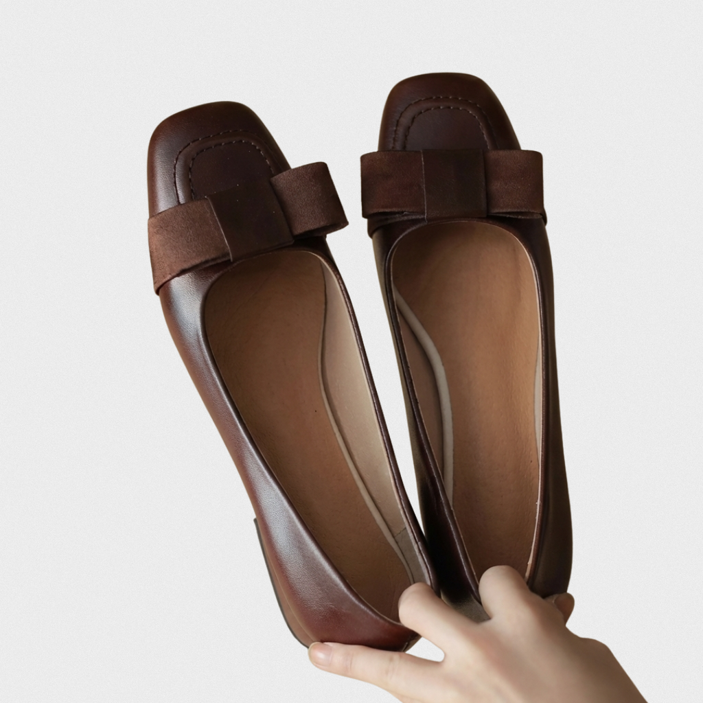 Camille™ | Bailarinas de piel con lazo y puntera cuadrada