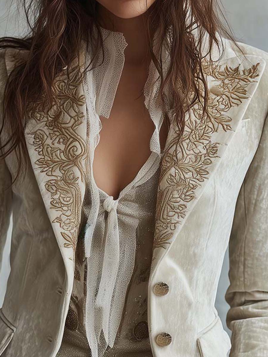 Constanza | Blazer Marfil Bordado de Vestir