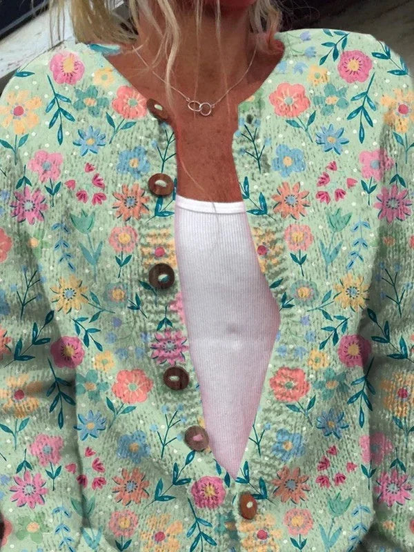 Foxfield™ | Chaqueta de punto floral vintage para mujer