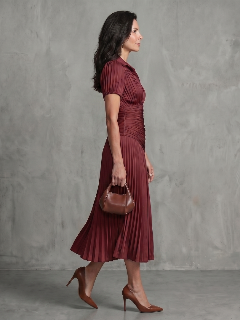 Bianca | Vestido Midi con Cintura Plisada