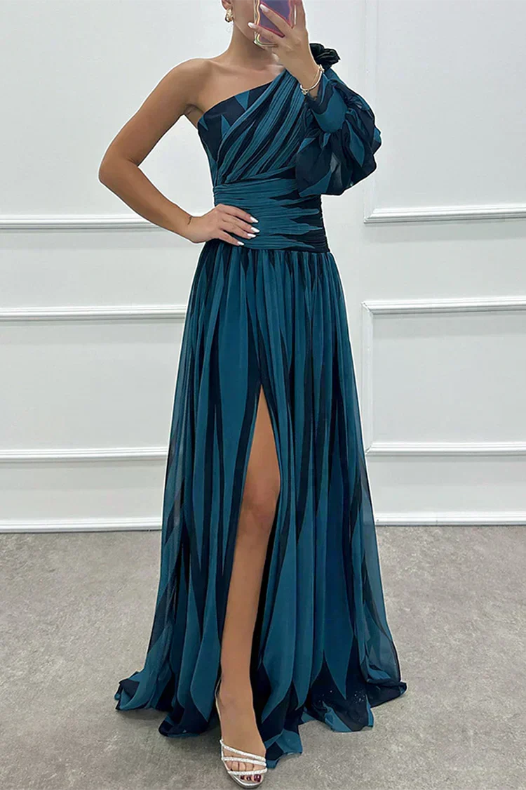 Hazel™ | Vestido Maxi Elegante de Rayas con Un Hombro