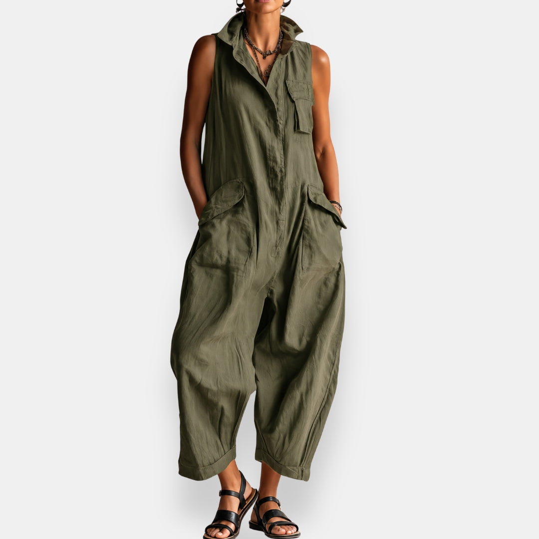 RYKER | Mono cargo sin mangas con cuello y bolsillos de solapa