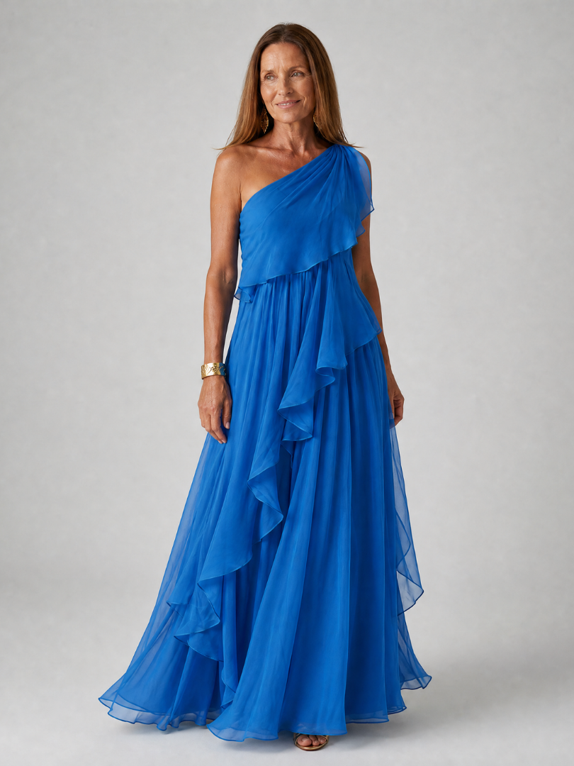 Eliana | Vestido Maxi de Un Hombro en Gasa