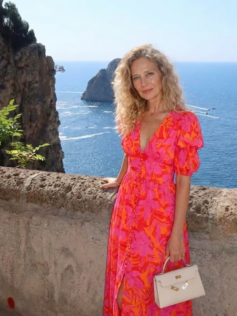 Adalyn | Vestido Midi Floral con Mangas Abullonadas