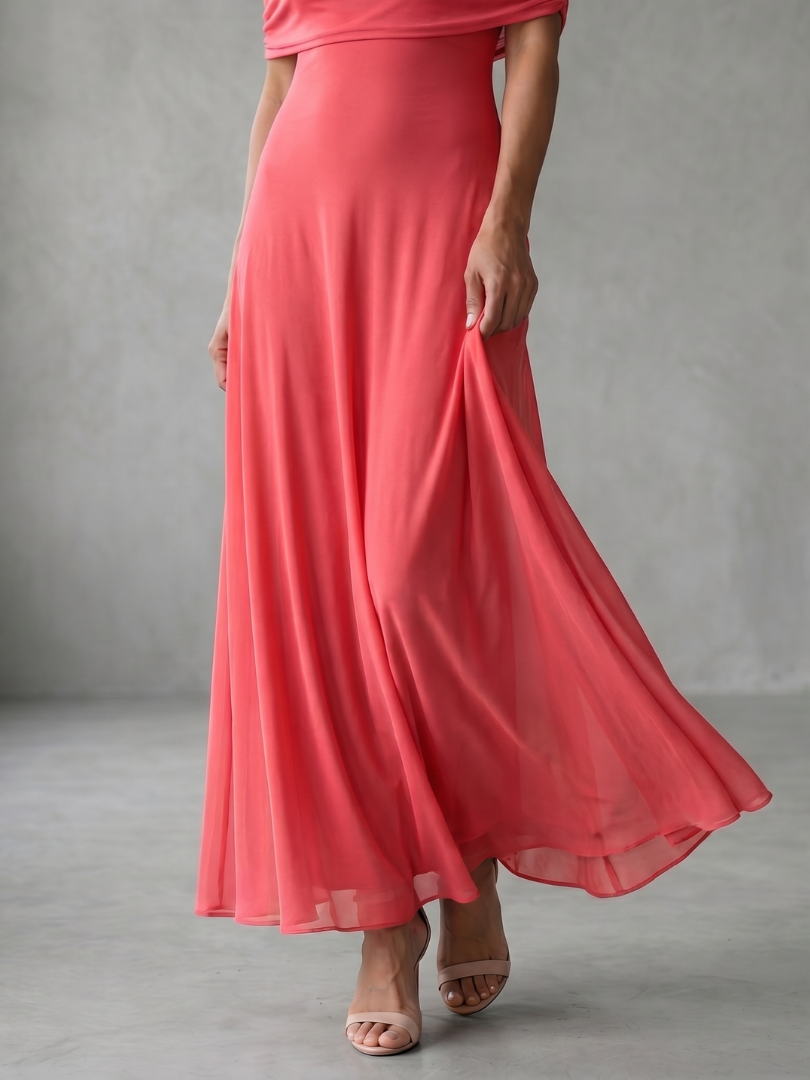Brenna | Vestido de Noche Drapeado con Hombros Descubiertos
