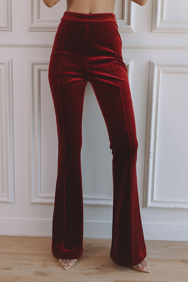 Pantalón acampanado Delicate Daze de terciopelo con talle alto y cintura elástica