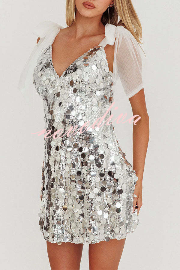 Minivestido de lentejuelas Celeste Glamour