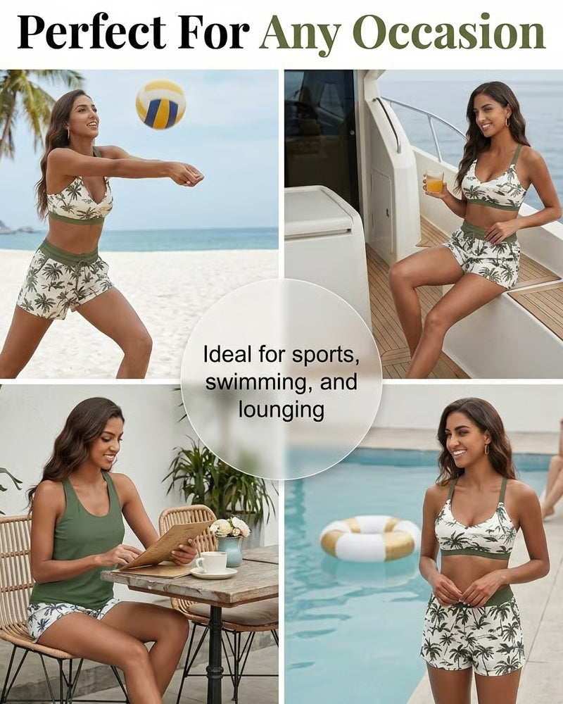 Maren | Conjunto de tres piezas: tankini, bikini y pareo