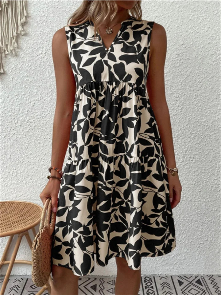 Gemma | Vestido Botánico Escalonado Sin Mangas