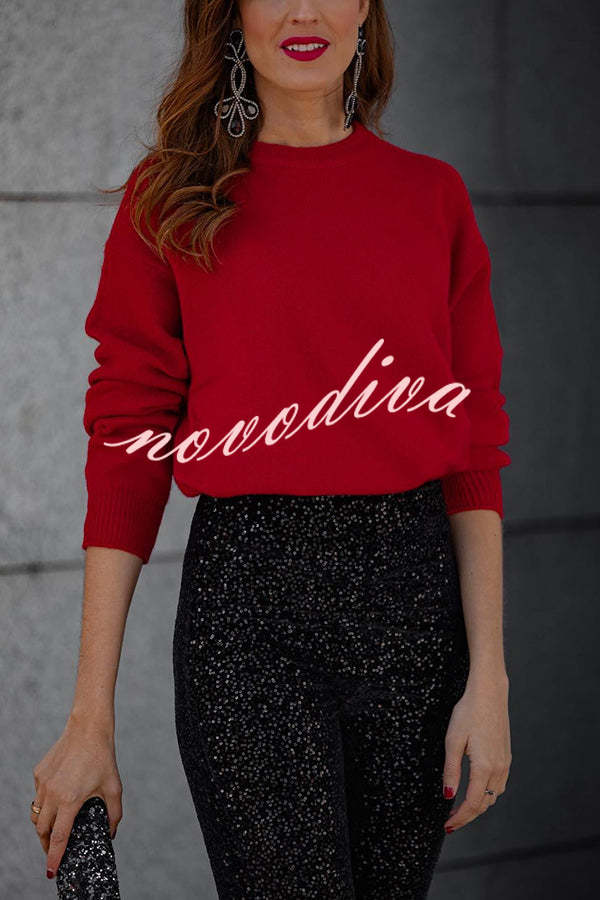 Pantalón acampanado Diva de lentejuelas con talle alto y cintura elástica