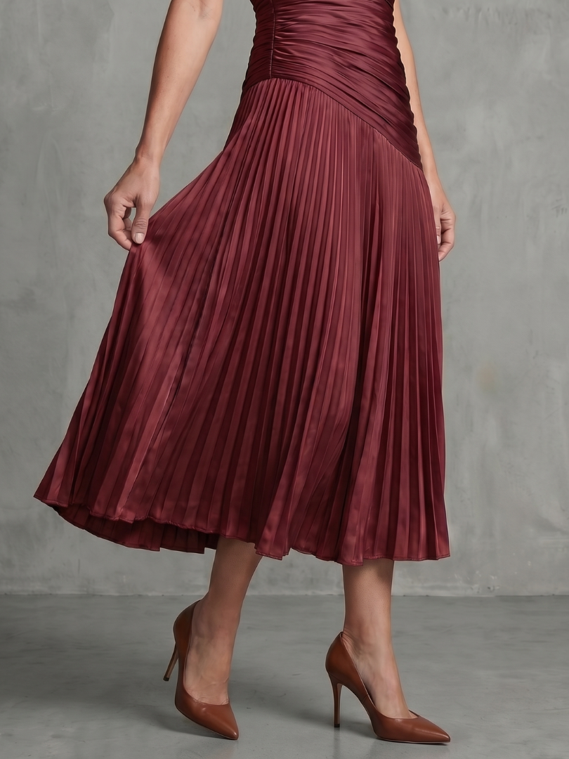 Bianca | Vestido Midi con Cintura Plisada